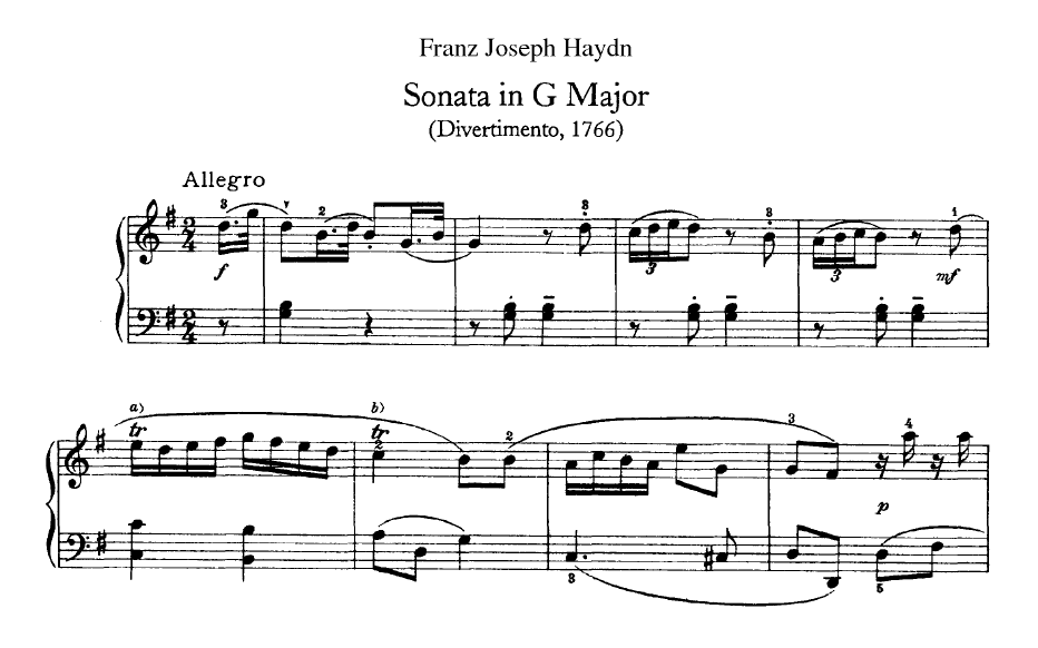 Sonata-in-G-Major nauka gry na pianinie