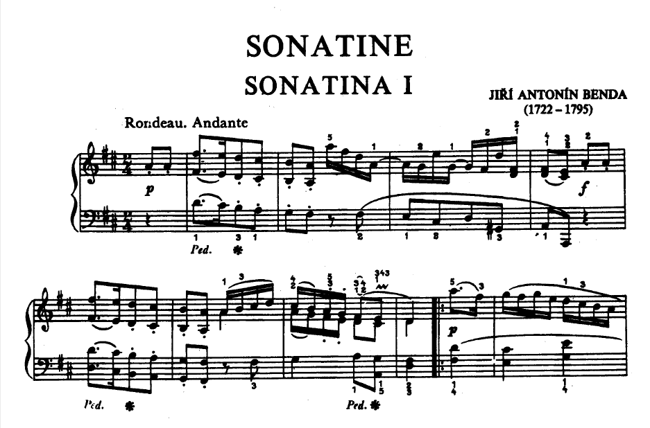 Jiri Antonin Benda - Sonatine nauka gry na pianinie