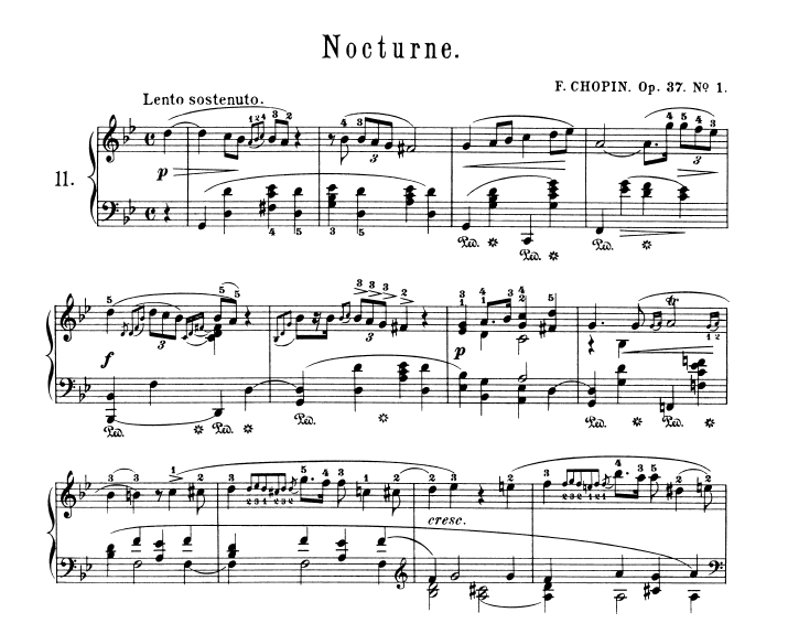 Fryderyk Chopin Nocturne in G minor, Op. 37 nauka gry na fortepianie