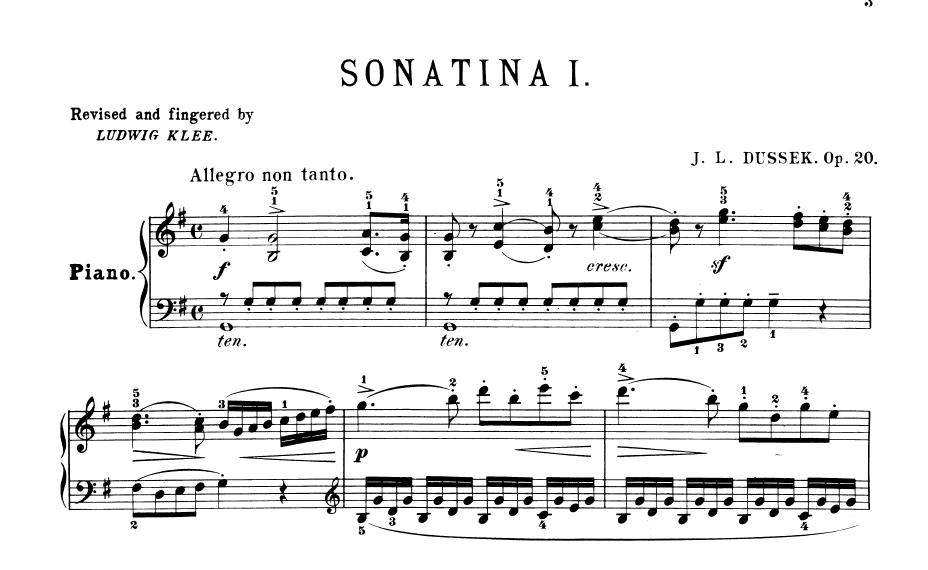 Nuty na fortepian Jan Ladislav Dussek - Sonatiny na fortepian Op. 20
