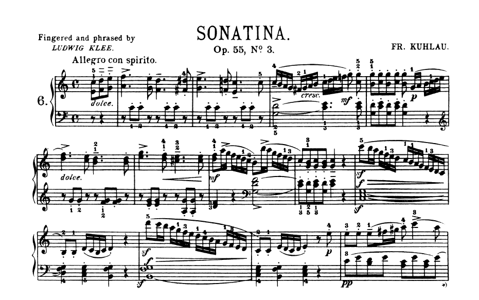 Nauka gry na pianinie Kuhlau - Sonatina C-dur, Op. 55 No. 3