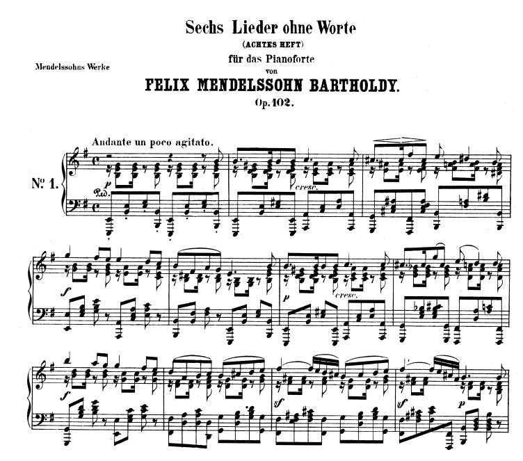 Mendelssohn-Bartholdy - Lieder ohne Worte nuty na fortepian