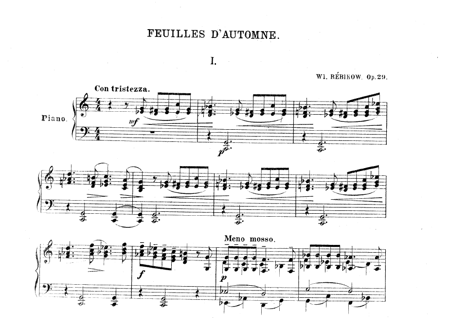 Feuilles d’automne Vladimir Rebikov nauka gry na pianinie