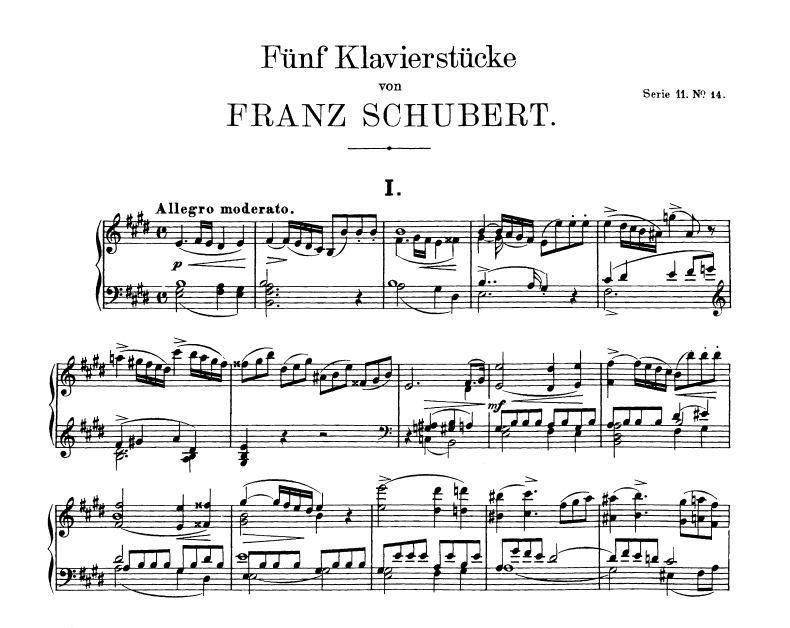 Franz Schubert Allegro - Sonata in E, D. 459 nauka gry na fortepianie