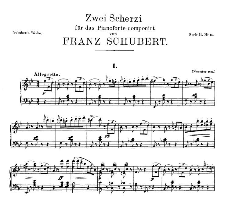 Dwa Scherza Schubert nauka gry na pianinie online